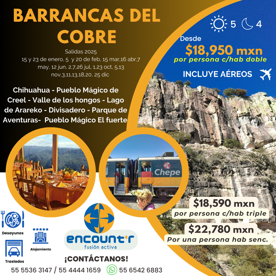 Chihuahua - Pueblo Mágico de Creel - Valle de los hongos - Lago de Arareko - Divisadero - Parque de Aventuras Pueblo - Mágico El fuerte